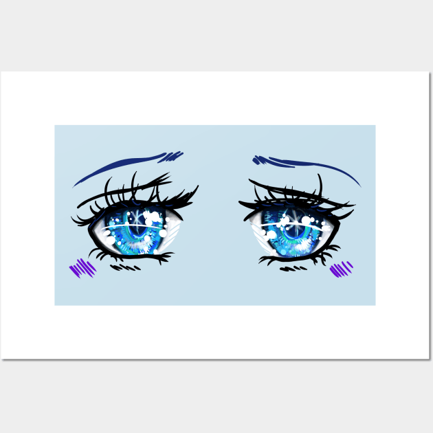 Blue Star Sapphire  Eyes Illustration Wall Art by CatsandBats